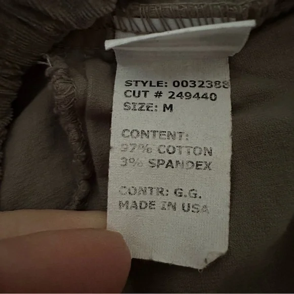 Cut Loose Wide Barrel Crop Corduroy Pants Gray Sz M Made In USA - Picture 7 of 7